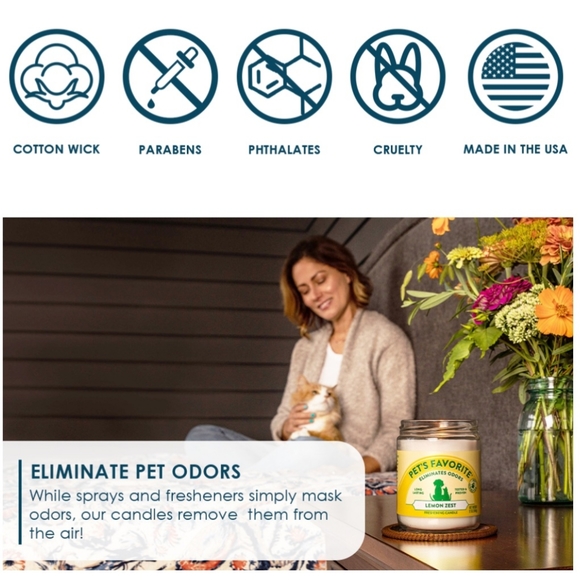 Pet's Favorite Tested & Proven Odor Eliminating Candle, Pet-Friendly Lemon Zeat - Picture 5 of 5
